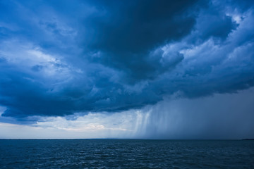 Big powerful storm clouds over tke Lake Balaton of Hungary