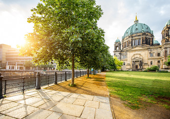 View on the famous Dom cathedral on the museum island during the morning in Berlin city © rh2010