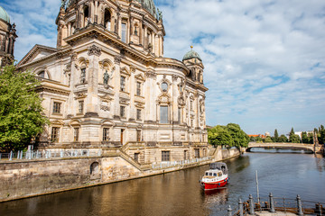 Naklejka na ściany i meble View on the famous Dom cathedral on the museum island during the morning in Berlin city