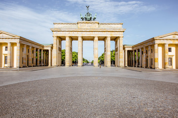 View on the famous Brandenburg gates on the Pariser square during the morning in Berlin city