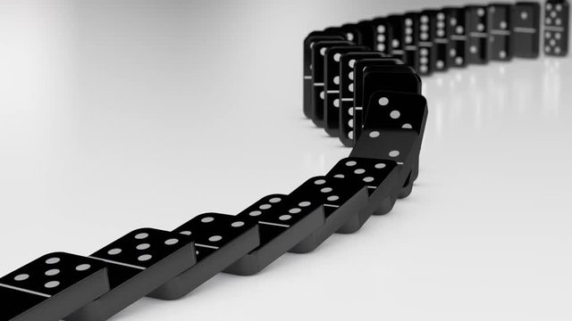 Black Dominoes Falling in Chain Reaction