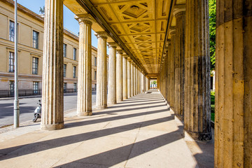 View on the beautiful colonnade of the national gallery during the morning light in Berlin city