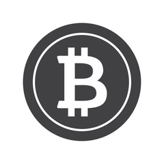 Black bitcoin icon for cryptocurrency, virtual currency, digital money, ecash