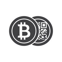 Black bitcoins icon for cryptocurrency, virtual currency, digital money, ecash
