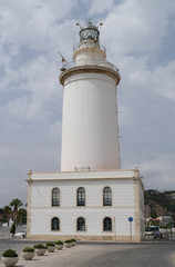 MALAGA, ANDALUCIA/SPAIN - JULY 5 : Lighthouse in the Harbour Area of Malaga Costa del Sol Spain on July 5, 2017