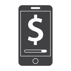Concept for mobile banking and online payment with smartphone and dollar sign