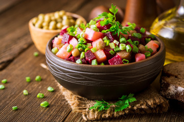 Vinegret - traditional Russian vegetable salad.