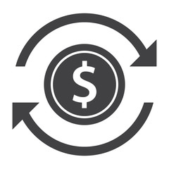 Coin with arrows concept for funds transfer