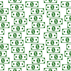 Dollar icons seamless pattern on white.