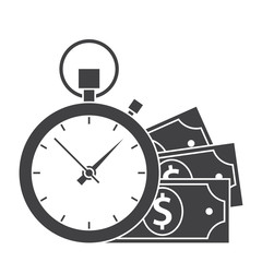 Time is money concept with stopwatch and dollar banknotes
