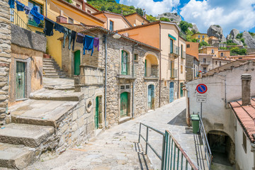 Scenic view of Castelmezzano, province of Potenza, in the Southern Italian region of Basilicata