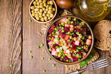 Vinegret - traditional Russian vegetable salad.