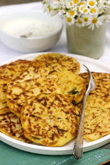 Zucchini fritters, vegetable pancakes