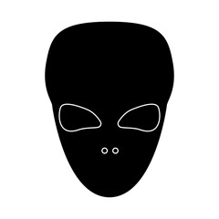Extraterrestrial alien face or head black icon .