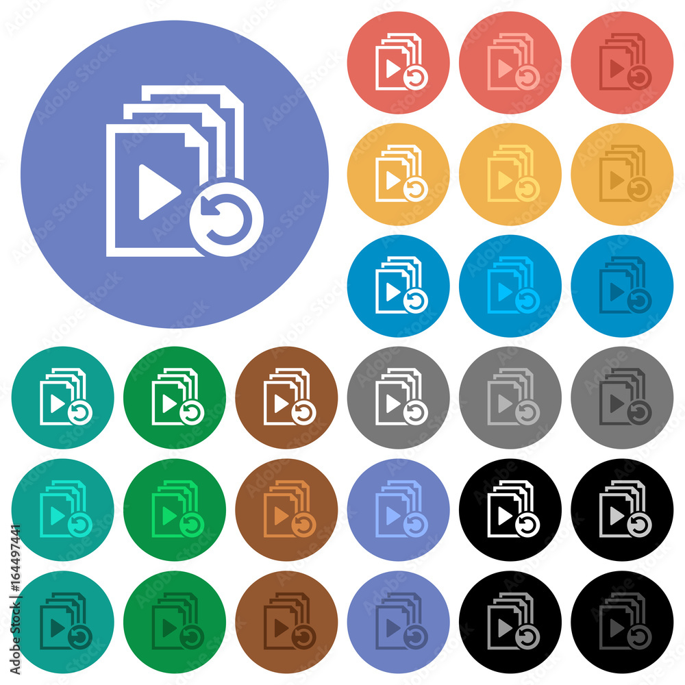 Poster undo last playlist operation round flat multi colored icons