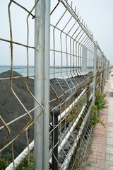 ..............Spanien, Strand, Baustelle, Meer, Bauzaun