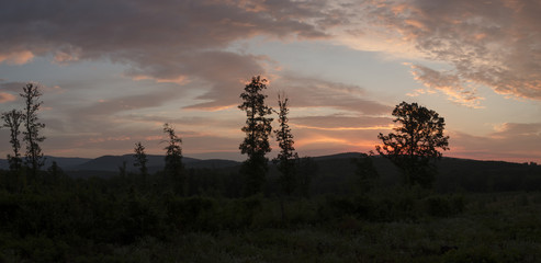 cloudy vibrant outdoor sunrise in summer. sunrise in nature in summer 