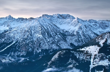 alpine peaks in winter