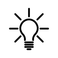 Light bulb icon. Simple black line symbol isolated on white background. Light, idea or thinking koncept. Modern vector design element.