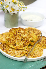 Zucchini fritters, vegetable pancakes