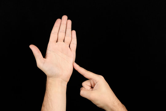 The language of the deaf English version of the gesture the letter T Signaling BSL