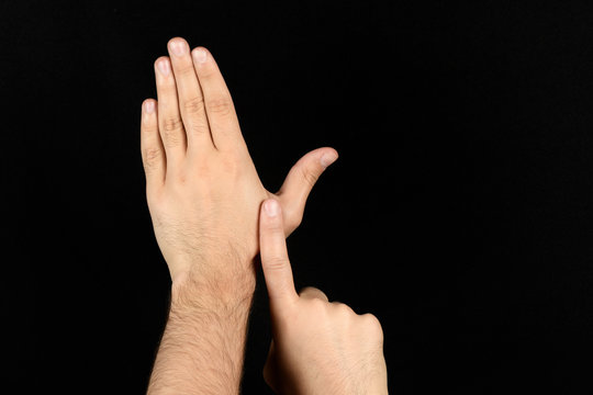 The language of the deaf English version of the gesture the letter Y Signaling BSL