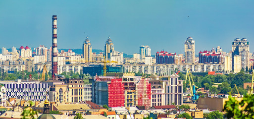 Panorama of a large modern city with houses. View from the height
