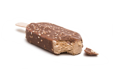 Chocolate ice cream on stick isolated