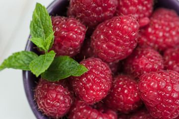 Raspberries in a bowl, close-up
