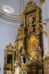 Fototapeta na wymiar MARBELLA, ANDALUCIA/SPAIN - JULY 6 : Golden Altar in the Church of the Encarnacion in Marbella Spain on July 6, 2017