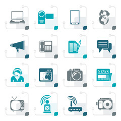 Stylized Communication and Technology icons - Vector Icon Set