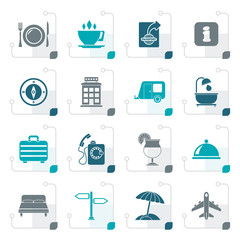 Stylized Traveling and vacation icons - vector icon set