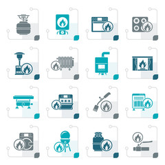 Stylized Household Gas Appliances icons - vector icon set