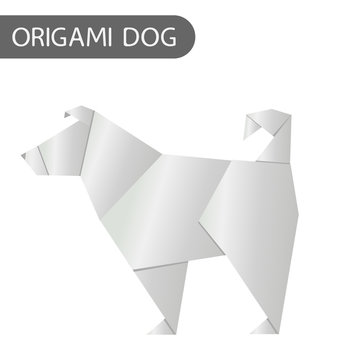 Paper Dog in Origami Style vector icon. 2018 new year symbol