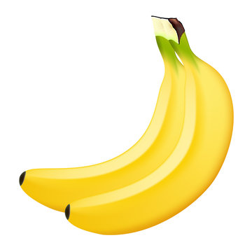 Realistic banana on a white background. 3d isolated vector illustration