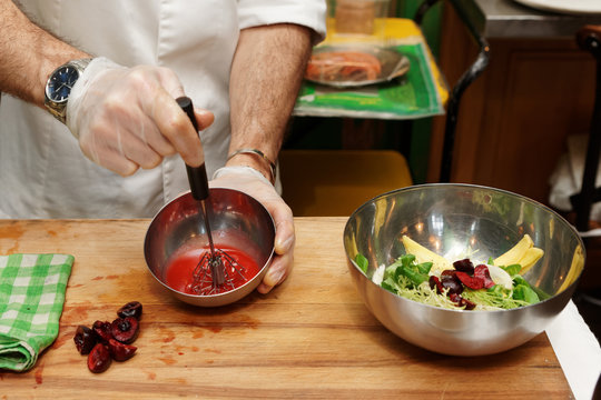 Chef Is Making Salad Sauce