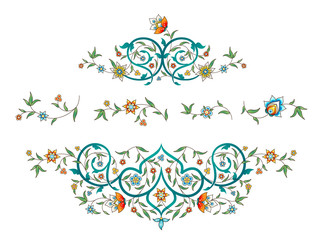 Vector set with vintage floral decor.