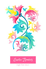 Bright vector exotic flowers in Chinese style.