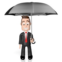 3D businessman holding an umbrella - great for topics like security, insurance etc.