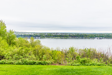 Cityscape or skyline of Levis town from plaines d'Abraham in summer in Quebec City, Canada...