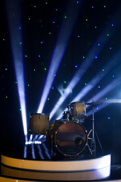 Drum set on stage