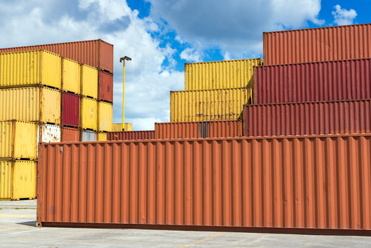 Shipping containers in the port of Gdynia. Poland