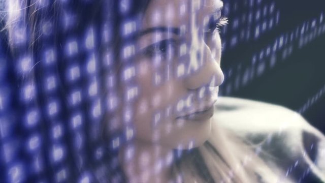 Woman developer hacking code