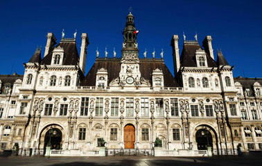 Fototapeta na wymiar The City hall of Paris - France, France.