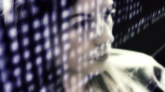 Woman developer hacking code