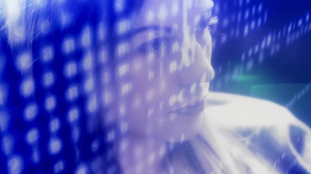 Woman developer hacking code
