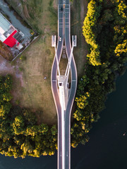 Aerial shot of ponte do saber, ufrj, rj 