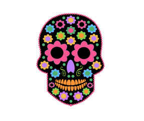 Skull vector with flowers 