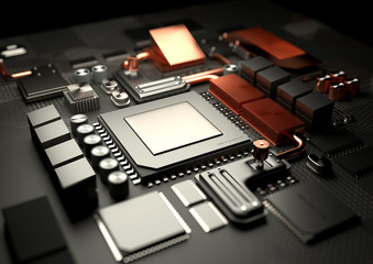 Fototapeta na wymiar Modern CPU and Motherboard