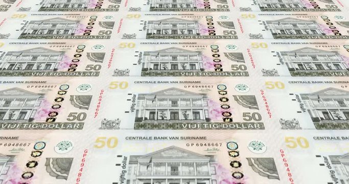 Banknotes of fifty Surinamese dollars of Suriname, cash money, loop